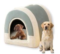 Grand lit 2 en 1 pour chien et chat, luxueux, calmant et chaud, anti-anxiété, lavable, base antidérapante (vert, 48 x 36 x 34 cm), taille M