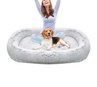 Grand lit de chien lavable, lit de chien adulte pour les humains - Coussin de animaux de compagnie lavables thermiques chauds chauds,Coussin en peluche de pad de couchage avec des bords surélevés pour