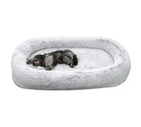 Grand lit de chien lavable, lit de chien adulte pour les humains - Coussin de animaux de compagnie lavables thermiques chauds chauds - Coussin en peluche de pad de couchage avec des bords surélevés po