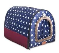 Grand lit imperméable 2 en 1 pour chien - Rideau de porte apaisant - Lavable et chaud - Lit de luxe amovible - Anti-anxiété - Maison igloo pour chat (A, 3XL, 105 x 80 x 75 cm)