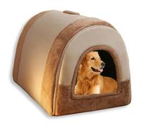 Grand lit pour chien 2 en 1 Lit pour maison de chien pour chat d'intérieur, grotte pour animaux de compagnie apaisante et chaude Lavable Lit de luxe pour chiens avec couverture amovible anti-anxiété
