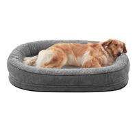 Grand lit pour chien avec côtés surélevés, lit en peluche apaisante pour chiens de taille moyenne et grande taille, lavable, antidérapant (gris, taille XXL, L 122 x l 89 x H 19 cm)