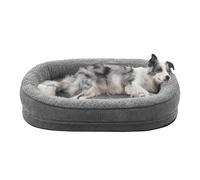 Grand lit pour chien avec côtés surélevés, lit en peluche apaisante pour chiens de taille moyenne et grande taille, lavable, antidérapant (gris, L : 89 x 63 x 18 cm)