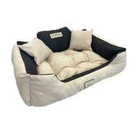 Grand lit pour chien et chat AIO Kingdog 60x50/75x65cm - Beige - taille M - avec 2 coussins 15x15cm