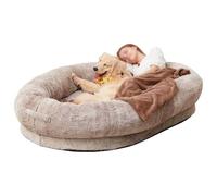 Grand lit pour chien, très grand pouf lavable pour un confort ultime, en fausse fourrure moelleuse et apaisante pour chiens de grande taille