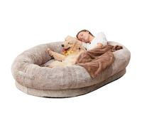 Grand lit pour chien, très grand pouf lavable pour un confort ultime, en fausse fourrure moelleuse et apaisante pour chiens de grande taille