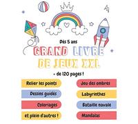 Grand livre de jeux XXL | Dès 5 ans: cahier d'activités 1 et 2 joueurs | Relier les points, jeu des ombres, labyrinthes, coloriages, mandalas, bataille navale et plein d'autres activités. Cadeau idéal
