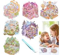 Grand Livre de Stickers Scènes Créatives (Format Large) - 18 Feuilles d'Autocollants Miniatures, 6 Grandes Scènes Uniques, en PET et Papier Spécial, DIY et Scrapbooking