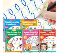 Grand livre d'entraînement d'écriture à rainures magiques réutilisables pour enfants, apprendre à écrire des chiffres, des lettres, des ressources d'apprentissage pour enfants de 3 à 8 ans