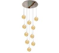 Grand lustre à 8/10/12/15/18 lumières, éclairage suspendu d'escalier à LED pour plafond haut, base en acier inoxydable miroir, boule en verre soufflé à la main, lustre à hauteur réglable pour villa/