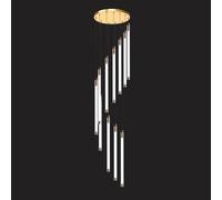 Grand Lustre doré pour Hauts plafonds - Suspension linéaire LED Moderne, luminaire Suspendu de Style campagnard pour Hall d'entrée, escalier, Salon, Salle à Manger, Couloir