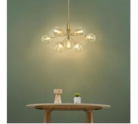 Grand lustre élégant doré 9 boules transparentes - Audrey