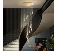Grand Lustre en Cristal à Effet Goutte de Pluie, à intensité Variable et télécommande, 12/15/18 lumières, Hauteur réglable de 3 m (118 Pouces), élégant plafonnier LED pour Villa et Hall d'en