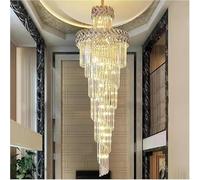 Grand Lustre en Cristal Suspendu, luminaire Suspendu de Luxe pour Villa, Hall, Salon, Long escalier, Lampe LED en Cristal Gris fumé, Suspension dorée Style loft (Blanc Chaud D45 H150cm) (Chaud)