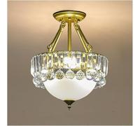 Grand Lustre en Cristal, Suspension Ronde en Cristal, Style Ferme, plafonnier Semi-encastré Moderne pour Salle à Manger, Salon, Hall d'entrée, Cuisine, Balcon, Chambre (Or 55 cm) (Or 45 cm)