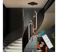 Grand Lustre LED, Suspension à 4/6 lumières avec télécommande, Lustre d'escalier Moderne à Hauteur réglable, plafonnier d'escalier en colimaçon pour Hall d'entrée (20 x 100 cm, 4