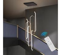 Grand Lustre LED, Suspension à 4/6 lumières avec télécommande, Lustre d'escalier Moderne à Hauteur réglable, plafonnier d'escalier en colimaçon pour Hall d'entrée (20 x 100 cm, 4