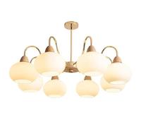 Grand Lustre Spoutnik en Verre Laiteux, Style Moderne du Milieu du siècle, Semi-encastré, Style Antique, luminaire Suspendu en Bois de Style Nordique pour Salon, Chambre à Coucher, Salle à m