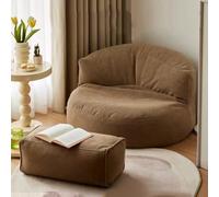 Grand Luxe Canapé Pouf Housse Bea Bag Chaises Housse pour Adultes Lavable Ultra Doux Bea Bag Chaise Housse pour Sol Seatig, Louge Relaxig, Jeux Vidéo, Film Ight, Brown, Empty Cover