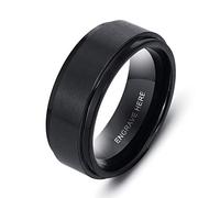 Grand Made 8 mm anneaux personnalisés en acier au tungstène Hommes Femmes pour hommes et femmes Bague de mariage pour mariage Bague de mariage pour mariage Noir (58)