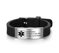 Grand Made Bracelet médical réglable, gravure, en silicone, bracelet d'urgence pour femme, homme, étanche, en acier inoxydable, Plastique,
