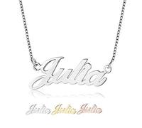 Grand Made Collier prénom en argent sterling 925 - Personnalisé avec votre propre nom, n’importe quel nom pour Femme Valentines Day Femme (Argent, Argent)
