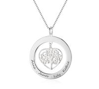 Grand Made Pendentif avec nom personnalisé Collier avec Pendentif Arbre de Vie avec Cadeau gravé pour Grand-mère ou Femme