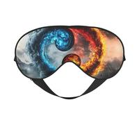 Grand masque de sommeil motif feu et glace Yin et Yang Tai Chi avec sangle réglable, couvre-yeux confortable pour voyage, yoga, sieste, sommeil et relaxation