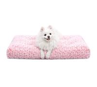 Grand matelas pour chien - En peluche super douce et durable - Antidérapant, facile à nettoyer - Lavable en machine - Fermeture éclair - Rose - 90 x 60 x 8 cm