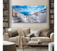 Grand Méditerranéen Île Tableau Decoration Murale pour Sans Cadre 80x160 cm