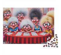 Grand-mère 1000 Pièces Bingo Grannies Puzzle pour Adultes Carton Résistant Anti-Stress Stimuler l'esprit pour Passionnés avec Affiche Guide 38x26cm/1000pcs