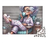Grand-mère 1000 Pièces Café Relax Puzzle Adulte Papier Recyclé Anti-Stress Difficile pour Experts Livraison Rapide avec Affiche Guide 38x26cm/1000pcs