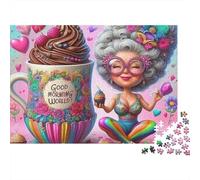 Grand-mère 1000 Pièces Grand café Puzzle Adulte Carton Épais Anti-Stress Détente Stimuler l'esprit Facile À Assembler avec Affiche Guide sans Défaut 38x26cm/1000pcs