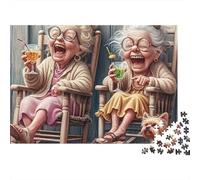 Grand-mère 1000 Pièces Porch Rire Duo Puzzle Adulte Impression HD Anti-Stress pour S'amuser pour Adolescents 14+ sans Reflets sans Défaut 38x26cm/1000pcs
