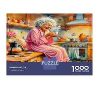 Grand-mère avec thé en Cuisine 1000 Pièces Classique Joie Domestique chaleureuse Pack Puzzle Carton Dur - DIY Familial, Belle Déco, Cadeau D’Anniversaire Parfait pour Enfants 52x38cm/1000pcs