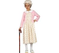 Grand-mère Costume Fleurs Coiffe Enfants Carnaval Robe de fête Vêtements Jeu de rôle, Taille : 98/104 Couleur : Rose