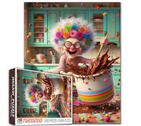 Grand-mère Cuisson Jigsaw Puzzles pour Adultes Coloré Cuisine Chaos 1000 Pièces Puzzles pour Jeux d'Activité Familiale Difficile Éclaboussures de Chocolat Art Jigsaw Puzzle Bricolage Artisanat Puzzles