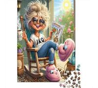 Grand-Mère Détendue Puzzle Café du Matin 1000 Pièces Papier Recy adeau pour Femmes et Hommes, Jeu Éducatif Anti-Stress Familial, Cadeau de Célébration 38x26cm/1000pcs