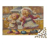 Grand-mère et Enfant Cuisiner Puzzle 1000 Pièces Standard Famille Cadeau Anniversaire Activité Stimulante sans Danger Décoration Murale Matériau Écologique 70x50cm/1000pcs