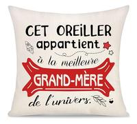 Grand-mère Housse de Coussin de ma Petite-fille et de mon Petit-fils | Cet Oreiller Appartient à la Meilleure Grand-mère,Cadeaux pour la fête des Grands-mères,un Anniversaire ou Noël