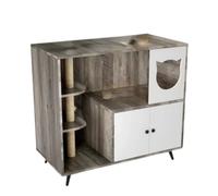 Grand meuble à litière caché - Étagères à 3 niveaux avec tapis à litière - Armoire à litière 100x92x50 cm pour le salon