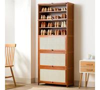 Grand meuble de rangement à chaussures en bambou avec cadre compact pour couloir, chambre à coucher, peut contenir plus de chaussures, garde l'espace bien rangé
