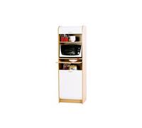 Grand Meuble Micro-Onde Meuble de Cuisine Hêtre + rideau blanc Hêtre et blanc G