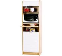 Grand Meuble Micro-Onde Meuble de Cuisine Hêtre + rideau blanc Hêtre et blanc G