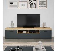 Grand Meuble Tv 2 Portes, 1 Abattant Et 1 Niche L230 Cm - Gris Gris