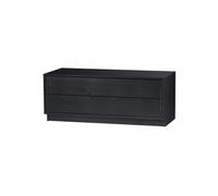 Grand meuble TV en bois noir, bas, 2 tiroirs, avec rangement - Woood, Finca - 100x40x40 cm