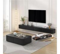 Grand meuble TV flottant - Design suspendu au mur avec plusieurs compartiments de rangement - Style moderne pour salon et chambre à coucher (noir 240 x 20 x 24 cm)