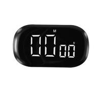 Grand minuteur avec affichage miroir LED, volume réglable en 3 étapes et dos magnétique pour cuisine, étude, réunions et utilisation à domicile - 11 (noir)