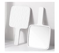 Grand miroir à main avec poignée confortable - Miroir de poche rose/blanc pour la coupe de cheveux, miroir de barbier portable pour l'arrière de la tête - Miroir de qualité salon