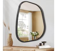 Grand miroir asymétrique 65x45CM Miroir mural ovale irrégulier moderne avec cadre en bois de forme unique Miroir mural artistique décoratif pour le salon, la chambre à coucher et la salle de bain